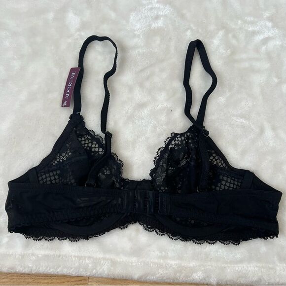 Adore Me Black Lace Bra 34b NWT Underwire Cinthia loungewear sexy see through - Picture 4 of 4